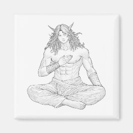 Serene Elf Warrior | Fantasy Anime Character Art Magnet