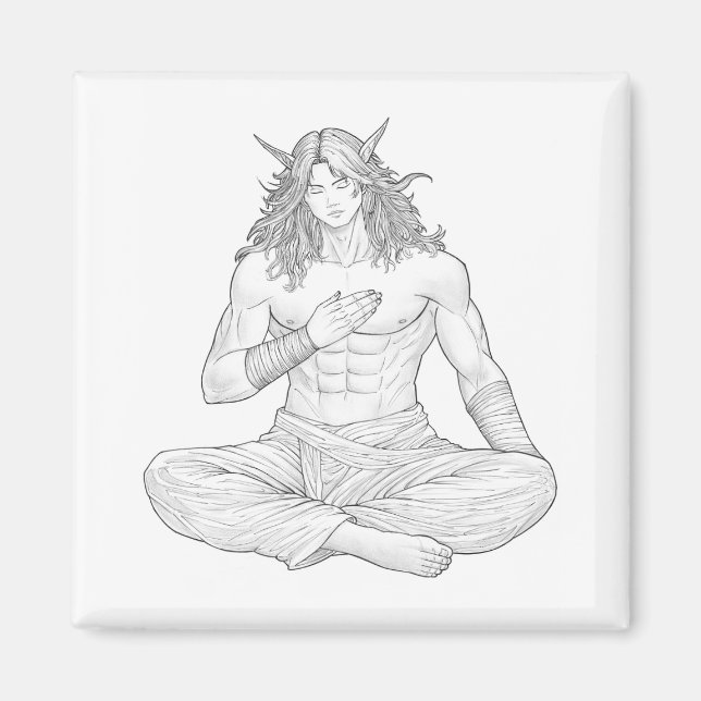 Serene Elf Warrior | Fantasy Anime Character Art Magnet (Framsidan)