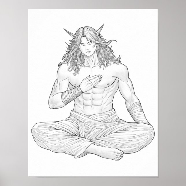 Serene Elf Warrior | Fantasy Anime Character Art Poster (Framsidan)