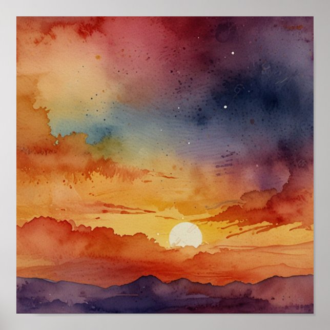 Serene Enkelhet: Modern minimalistisk vattenfärg Poster (Framsidan)