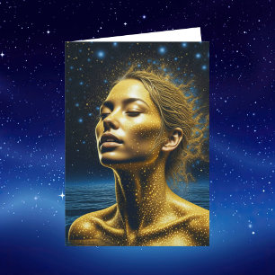 Serene Etheral Woman under Stars Blank Kort