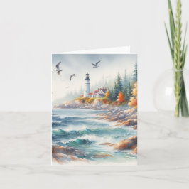 Serene Fall Watercolor Coastal Sjölandskap blank Anteckningskort