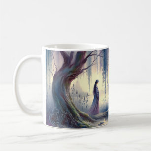 Serene Fantasy Sjö med Willow och Heron Kaffemugg