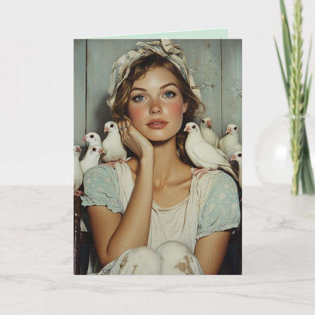 Serene Farm Maiden White Doves - Fredssymbol Inbjudan (Framsida)