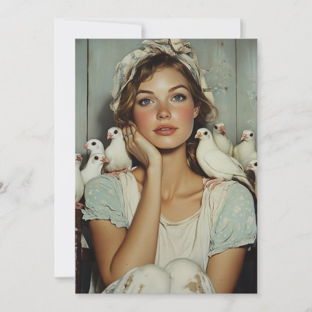 Serene Farm Maiden White Doves - Fredssymbol Inbjudningar (Framsida)