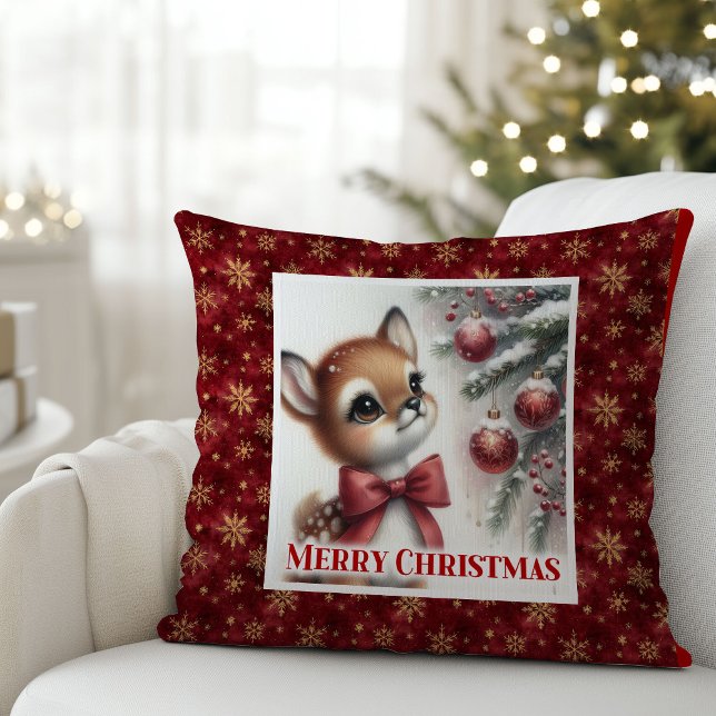 Serene Fawn Christmas Pillow Gift for Kids Winter  Kudde (Serene Fawn Christmas Pillow Gift for Kids Winter Decor)