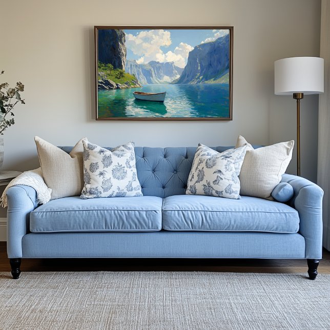 Serene Fjord med tornklippor Canvastryck (Fjord Artwork)