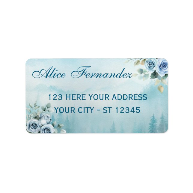 Serene Floral Mountain Baptism Adressetikett (Framsidan)