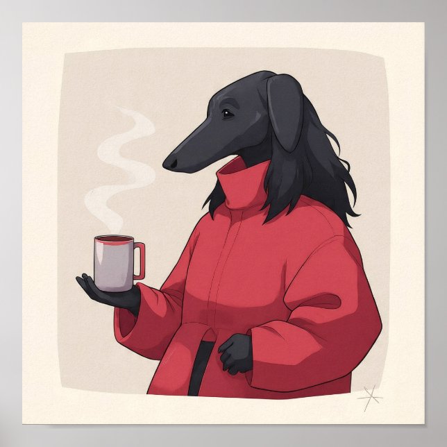 Serene Fluffy Pet Portrait - Modern Decor. Poster (Framsidan)