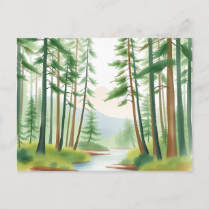 Serene Forest Ligcape i vattenfärgen Vykort