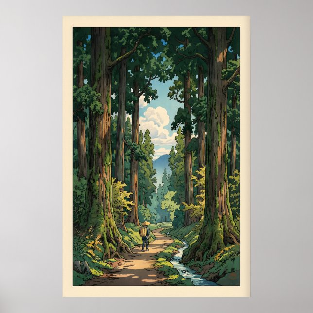 Serene Forest Path Wall Art Winding Trail, Tall Poster (Framsidan)