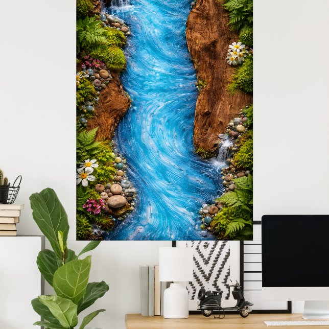Serene Forest Stream Tranquil Nature Water Art Poster (Hemmakontoret)