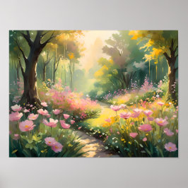 Serene Forest Väg - Tranquil Nature Poster