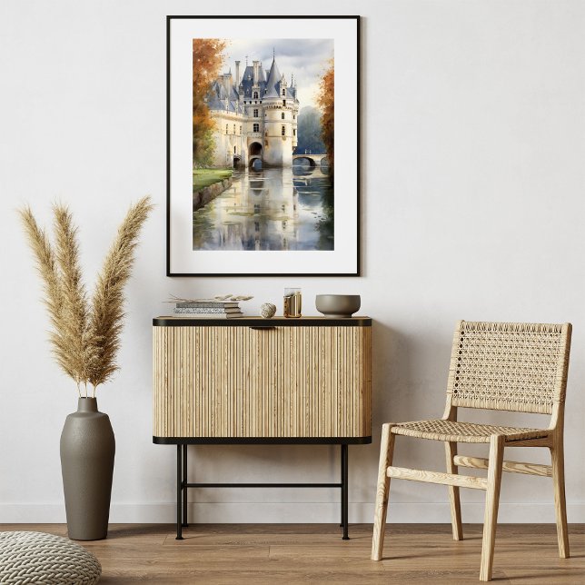 Serene Fransk Castle Watercolor Poster | (Skapare uppladdad)