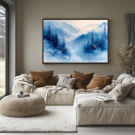 Serene Frosted Gräs och Mountain Mist - Texturerad Poster