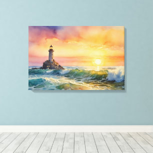 Serene-fyr vid solnedgång - Ocean Wall Art Canvastryck