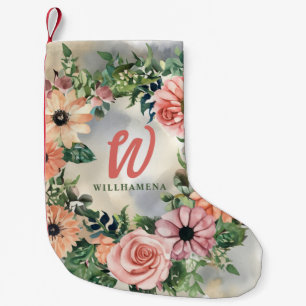 Serene Garden Wandeans: Pastel Blommigt Elegance Liten Julstrumpa