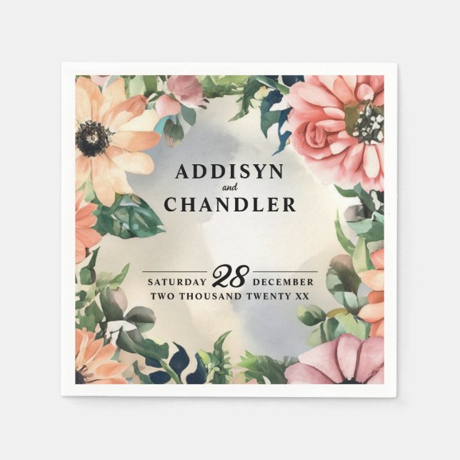 Serene Garden Wandeans: Pastel Blommigt Elegance Pappersservett (Framsidan)