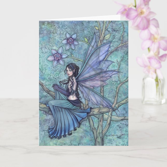 Serene Garden Watercolor Fairy Illustration Art Kort (Orkide)