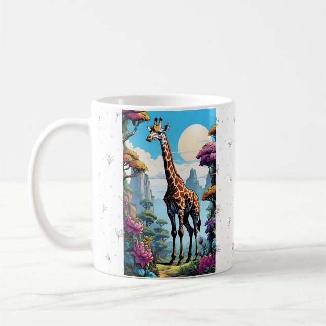 Serene Giraffe in a Vibrant Fantasy Ligcape Mugg (Vänster)