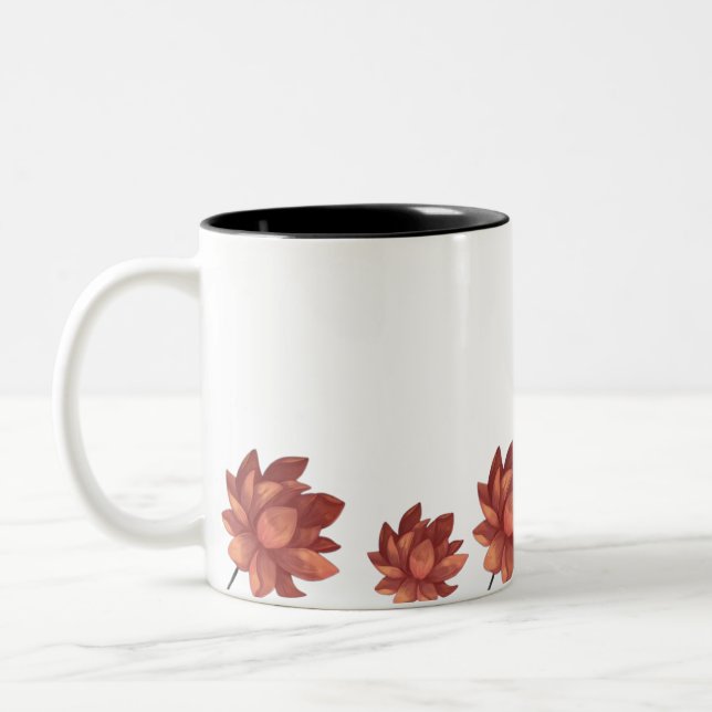 Serene Girl & Pink Lotus Flower Mug Två-Tonad Mugg (Vänster)