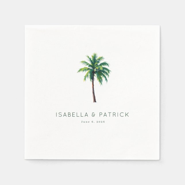 Serene Green Tropical Palm Tree Pappersservett (Framsidan)