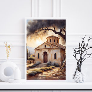 Serene Grekiska kyrkans landskapsvård Poster Relig