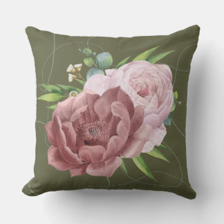 Serene Grönt Cushion med dubbla blommor" Kudde