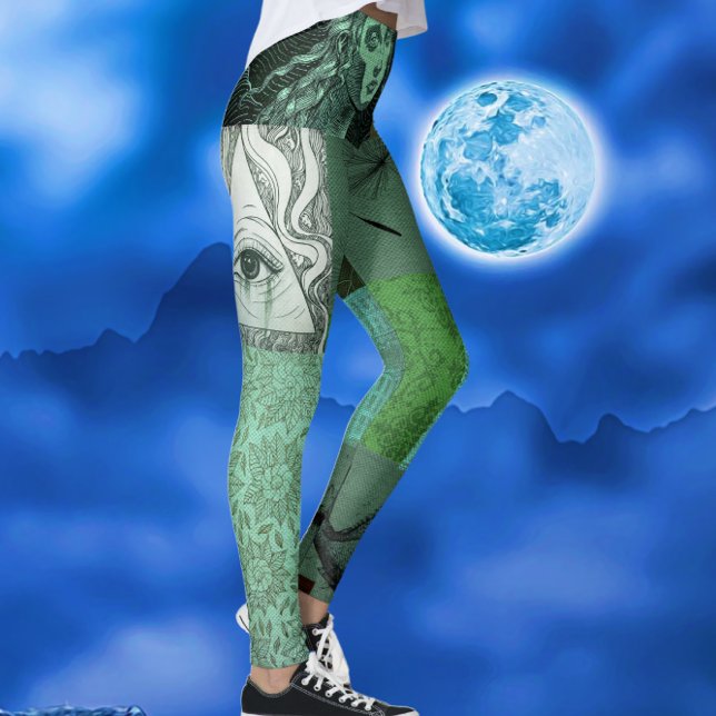 Serene Grönt Mixed Mood Meditation Yoga Art Leggings (Skapare uppladdad)