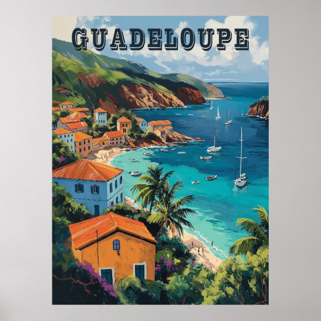 Serene Guadeloupe Watercolor Island Poster (Framsidan)