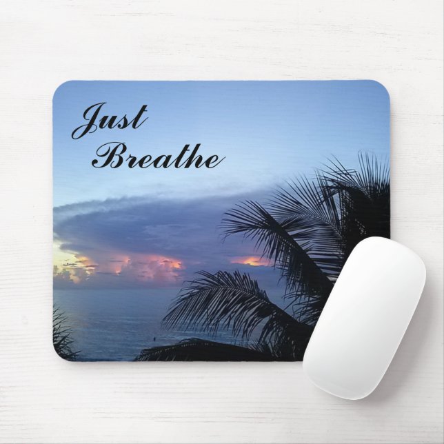 Serene Handflatan Träd Ocean Sunrise precis Breath Musmatta (Med mus)