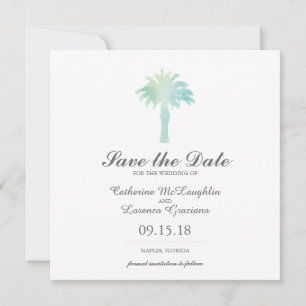 Serene Handflatan Träd Watercolor Spara datum Datumet