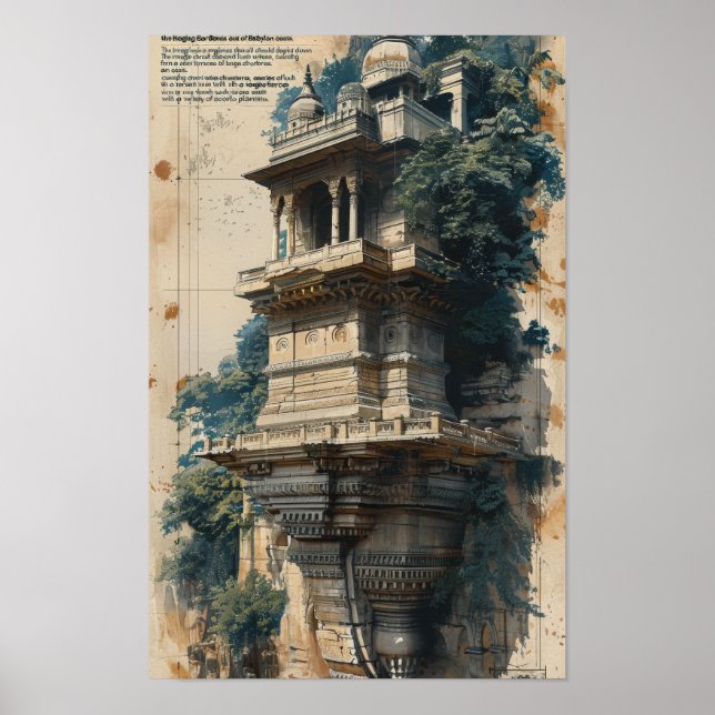 Serene Hanging Garden Sketch Poster (Framsidan)