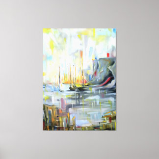 Serene Harbor Scene: Abstract  Painting wall art Canvastryck