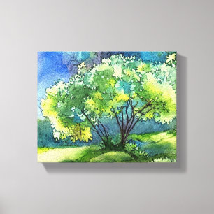 Serene Hillside Watercolor Canvastryck