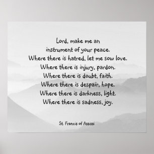 Serene Himlar Grått St. Francis Assissi Prayer Poster