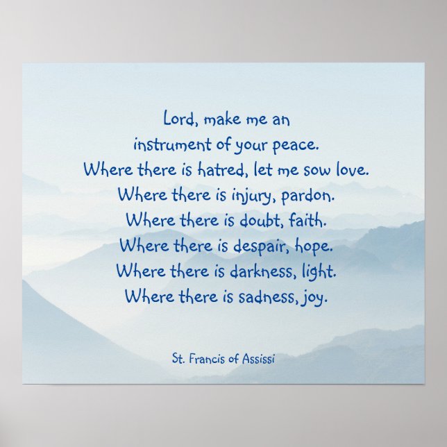 Serene Himlar St. Francis Assissi Prayer Poster (Framsidan)
