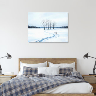 serene impressionist winter landscape canvas print