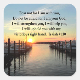 SERENE ISAIAH 41:10 SUNSET PHOTO DESIGN FYRKANTIGT KLISTERMÄRKE
