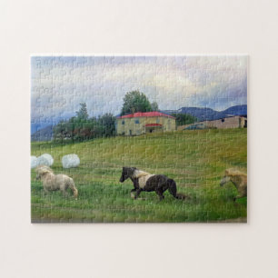SERENE ISLAND HORSES COTTON BALES PUSSEL