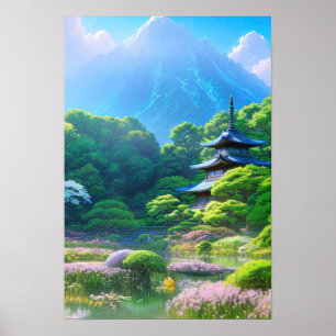 Serene Japanska Garden Poster