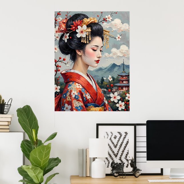 Serene Japanska Porträtt Poster (Hemmakontoret)