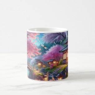 Serene Japanskt Garden vid Twilight Painting Kaffemugg
