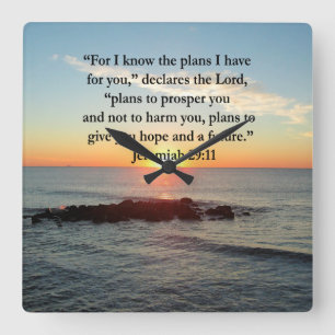 SERENE JEREMIAH 29:11 SUNRISE FYRKANTIG KLOCKA