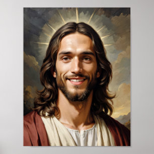 Serene Jesus Kristus med aura Poster