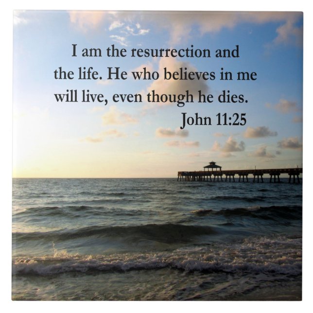 SERENE JOHN 11:25 SCRIPTURE DESIGN KAKELPLATTA (Framsidan)