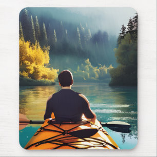 Serene Kayaking Scene Män i Kayak i bergen Musmatta