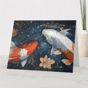 Serene Koi Fish with Lotus Flowers Kort