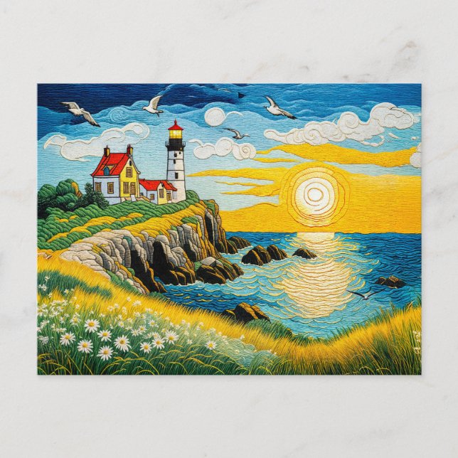 Serene Kustfarmen vid havet Helg Vykort (Framsida)