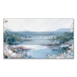 Serene Lake Pink Floral Gold Sparkle Magnetiska Visitkort